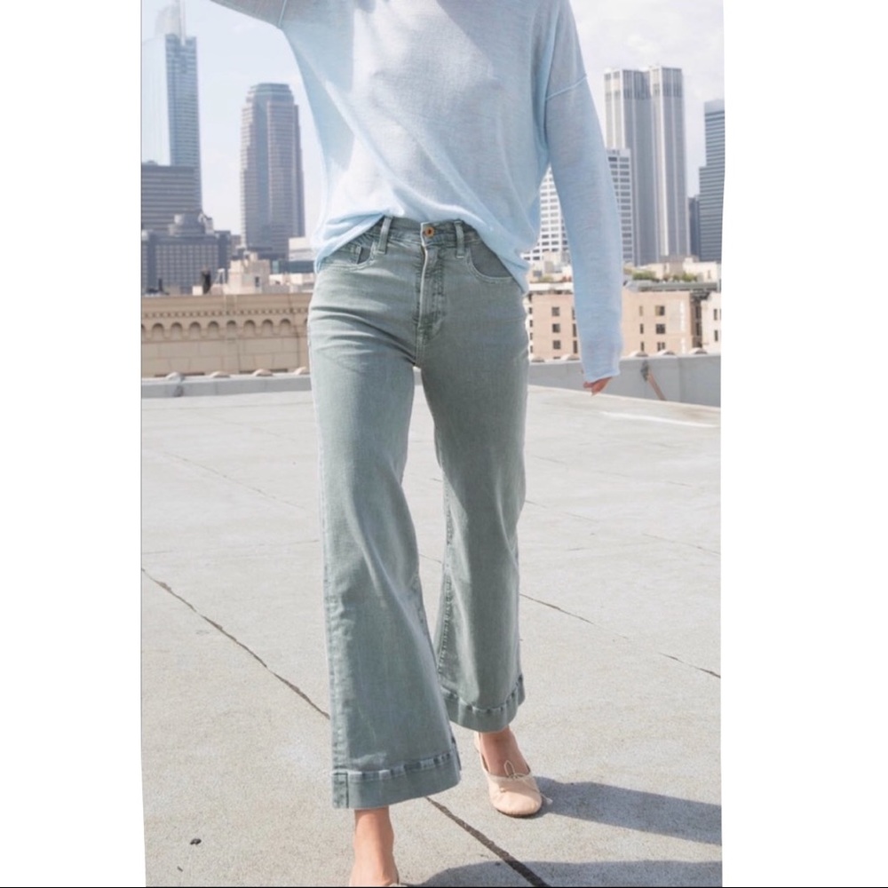 NSF Katia Wide Leg Crop Jean Size 30 | Green